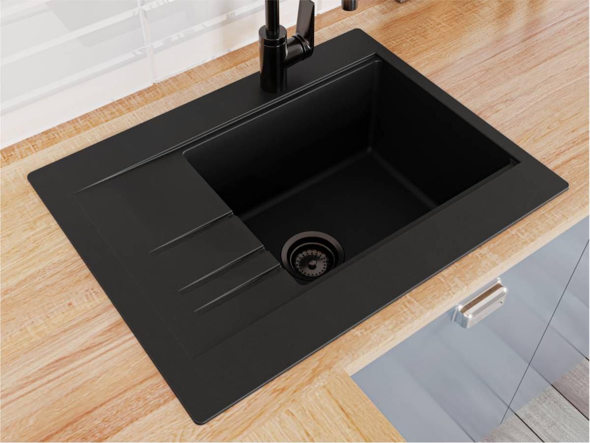 Kitchen sink BODRUM 650 black shine