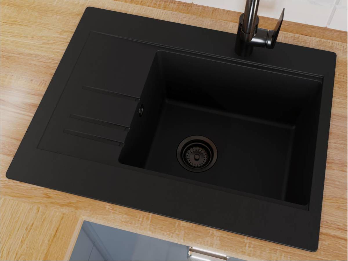 Kitchen sink BODRUM 650 black shine