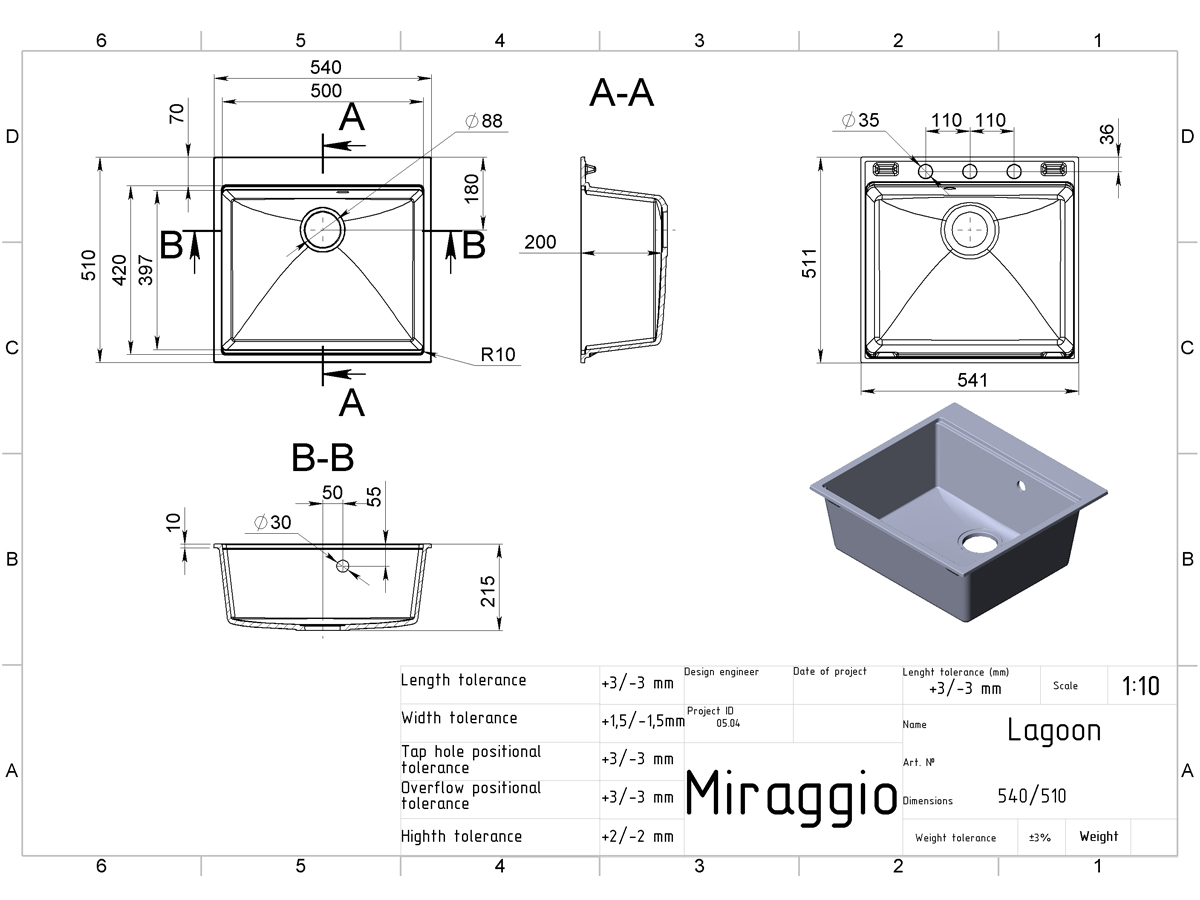 Kitchen sink LAGOON 540 gray