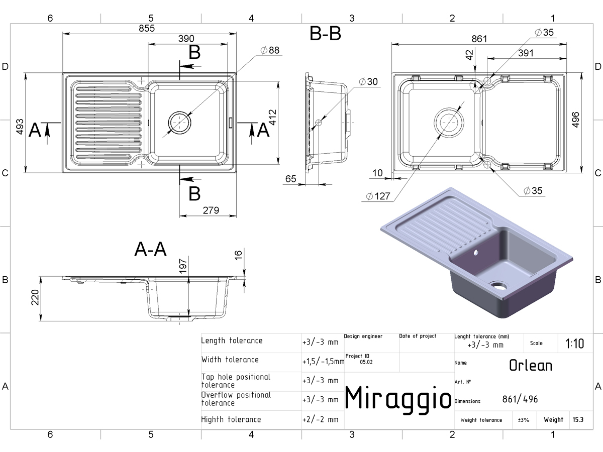 Kitchen sink ORLEAN gray