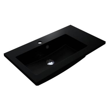 Washbasin BARCELONA 700 L MIRASTONE BLACK SHINE