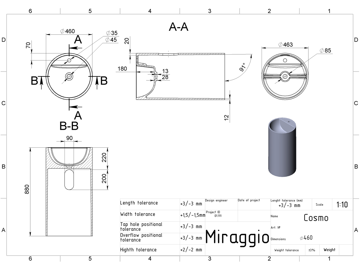 Washbasin COSMO MIRASOFT