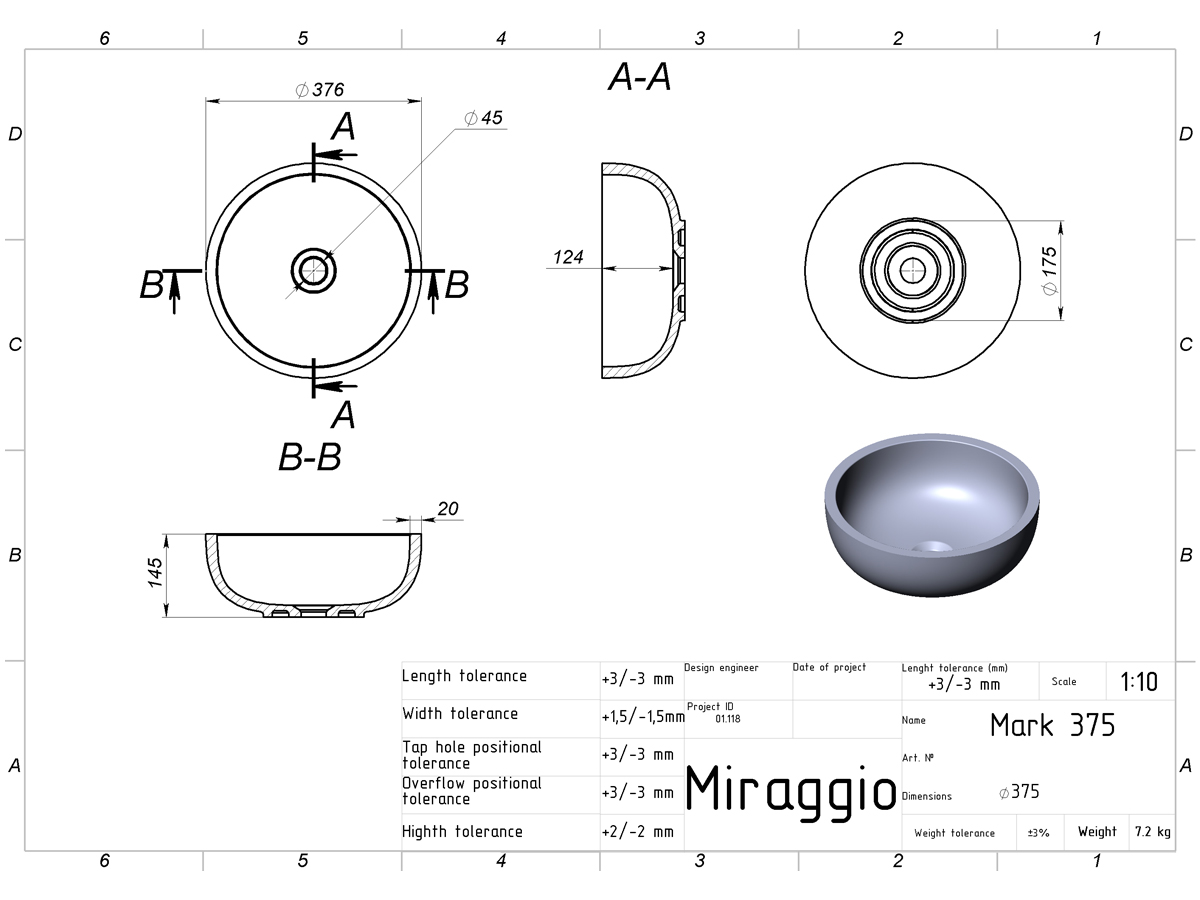 Washbasin MARK 375 MIRASOFT