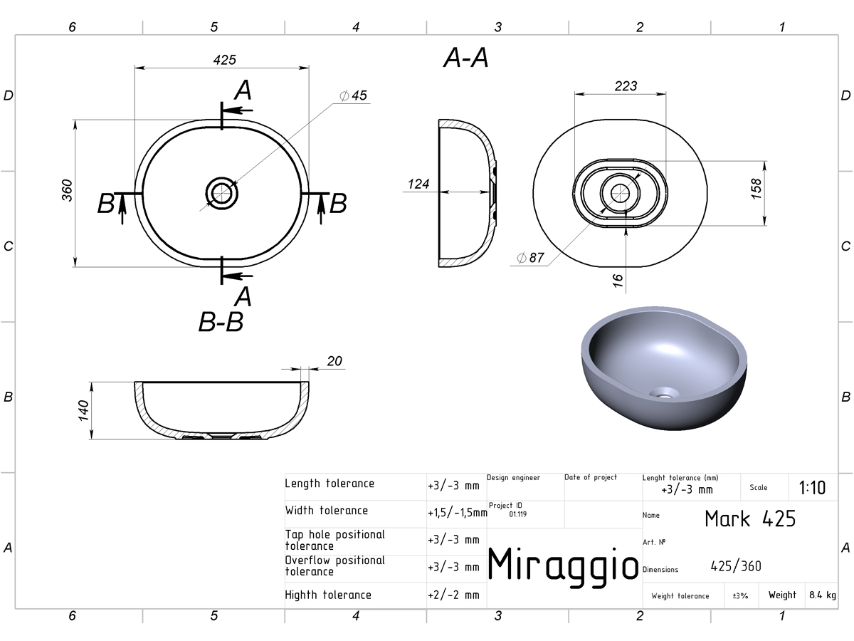 Washbasin MARK 425 MIRASOFT