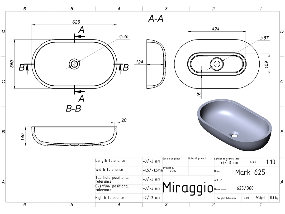 Washbasin MARK 625 MIRASOFT