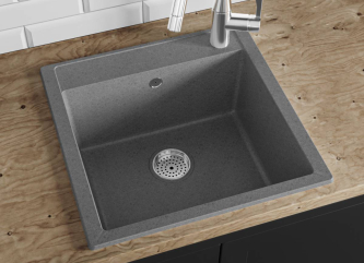Kitchen sink BODRUM 510 graymade of artificial stone
